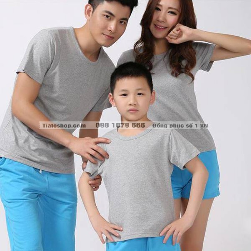Áo thun cổ tròn mầu ghi xám