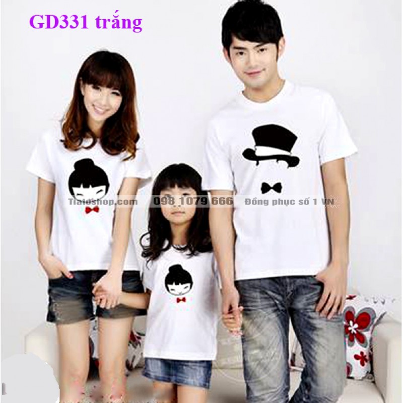Áo thun gia đình mầu trắng