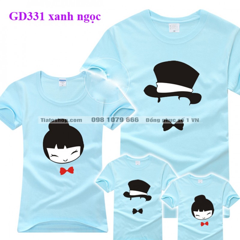 Áo thun gia đình mầu Xanh