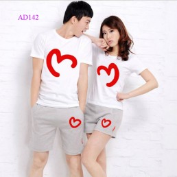 Áo đôi màu trắng 2 nửa trái tim