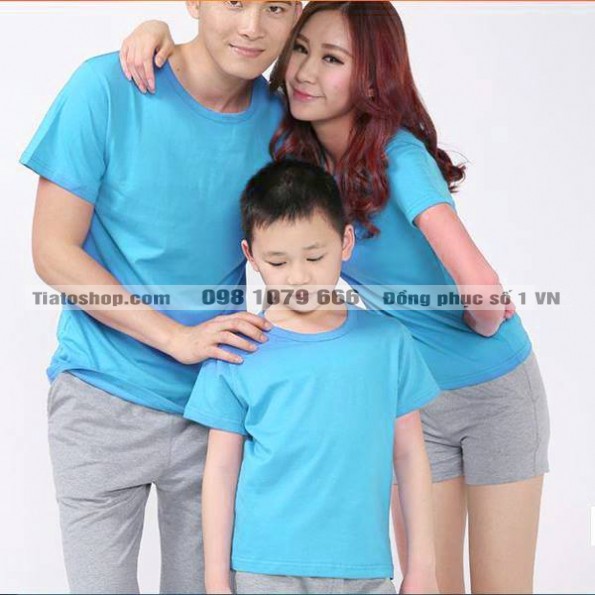 Áo thun trơn 4 chiều xanh thiên thanh