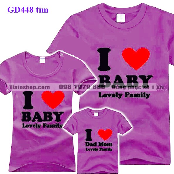Áo gia đình ngộ nghĩnh in hình trái tim