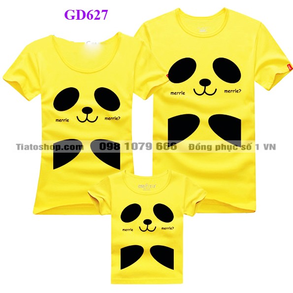 Áo gia đình mầu vàng, in hình gấu