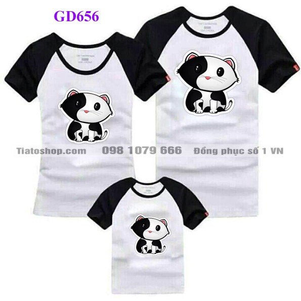 Áo gia đình in hình Mèo ngộ nghĩnh