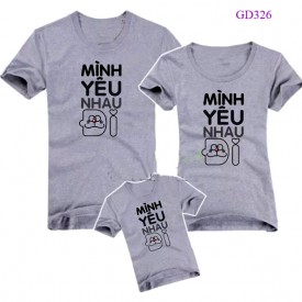 Bộ áo gia đình mầu ghi