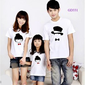 Áo gia đình ngộ nghĩnh màu trắng