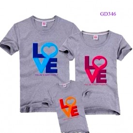 Áo gia đình mầu ghi Love