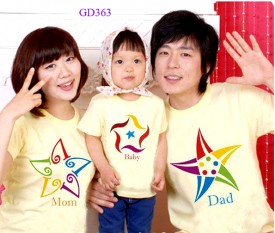 Áo gia đình in hình sao 5 cánh mầu sắc