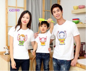 Bộ áo gia đình mầu trắng -GD380