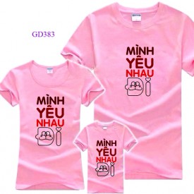 Bộ áo gia đình màu hồng dễ thương