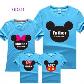 Áo gia đình giá sỉ màu Xanh