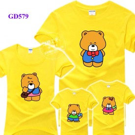 Áo thun gia đình mầu vàng hình gấu