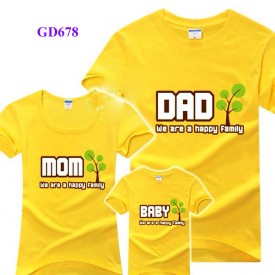 Áo gia đình mầu vàng (Dad, Mom, Baby, Girl)